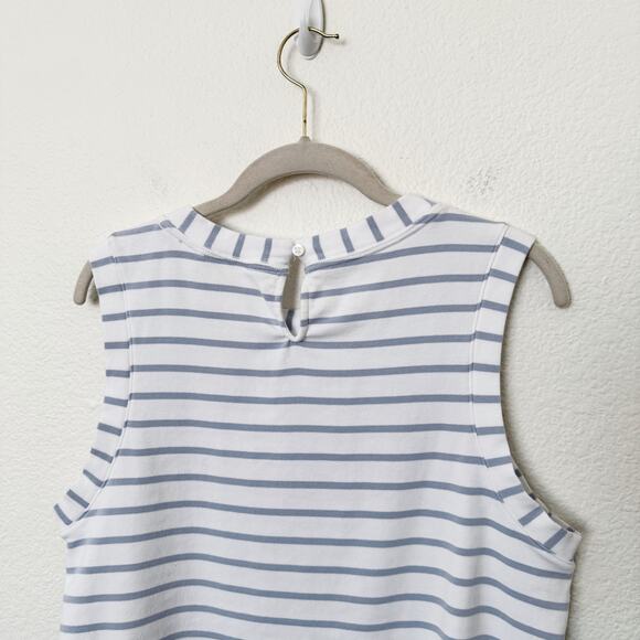 [Anthropologie] Maeve White Blue Striped Seashell Graphic Cropped Tank Top Sz XL - Picture 6 of 12
